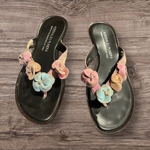 Donald Pliner Women’s Floral Thong Flip Flop Wedge Sandal Calido Italy Size 8M
